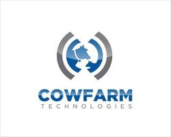 koe boerderij logo ontwerpen tech icoon en symbool minimalistische vector