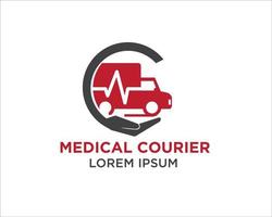 medische koerier logo ontwerpen vector eenvoudig modern pictogram en symbool