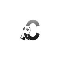 panda dieren illustratie kijken naar het letter c-pictogram vector