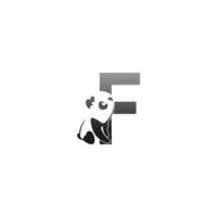 panda dieren illustratie kijken naar het letter f-pictogram vector