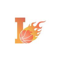 letter i met basketbalbal in brand illustratie vector