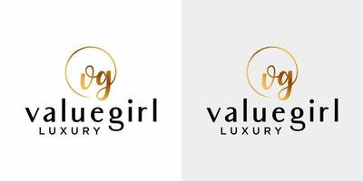 letter vg monogram fashion logo-ontwerp in gouden kleur. vector