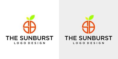letter sb monogram sunburst logo ontwerp met witte en grijze achtergrond. vector