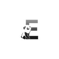 panda dieren illustratie kijken naar het letter e-pictogram vector