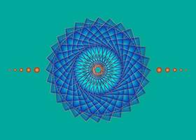 heilige geometrie mandala, blauwe bloem gouden meditatieve cirkel pictogram, geometrische logo ontwerp, mystieke religieuze wiel, Indiase chakra concept, vectorillustratie geïsoleerd op vintage achtergrond vector