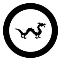 Chinese draak pictogram in cirkel ronde zwarte kleur vector illustratie afbeelding solide overzichtsstijl