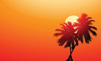 silhouet illustratie van een palmboom bij zonsondergang. vector