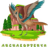dinosaurus woordkaart voor archaeopteryx vector