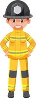 brandweerman in geel kostuum vector