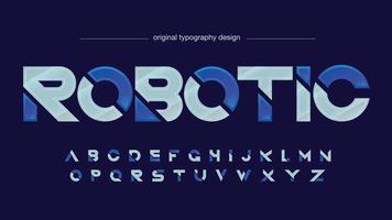 zilver en blauw gesneden futuristisch artistiek lettertype vector