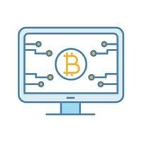 bitcoin officiële webpagina kleur icoon. mijnbouw boerderij landing. blockchain-serverpagina. bedrijfswebsite voor cryptovaluta. geïsoleerde vectorillustratie vector