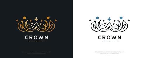 luxe gouden kroon logo ontwerp. koninklijke koning of koningin kroon logo of pictogram. elegante diadeem vectorillustratie vector