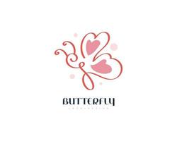 schattig roze vlinder logo of pictogram. minimalistische vlinderlogo-afbeelding met lijnstijl voor merkidentiteit vector