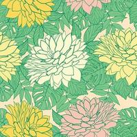 goudsbloem bloemen en bladeren naadloze patroon achtergrond. tropische pioen inpakpapier of textielontwerp. mooie print met handgetekende exotische planten. vector