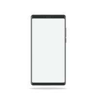 nieuwe versie van zwarte slanke smartphone vergelijkbaar met met leeg wit scherm. realistische vectorillustratie. vector