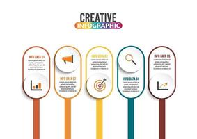 vijf stappen infographics - kan een strategie, workflow of teamwerk illustreren. vector
