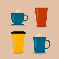 verzameling van vier kleurrijke koffiekopjes. -vector. vector
