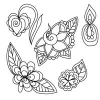 fantasie doodle bloemelementen voor ontwerp en creativiteit vector