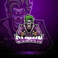 clown esport mascotte logo ontwerp