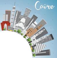 Caïro skyline met grijze gebouwen, blauwe lucht en kopieer ruimte. vector