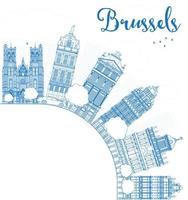 schets brussel skyline met blauw gebouw en kopieer ruimte vector