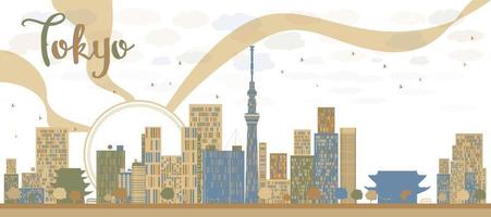 Tokyo skyline met wolkenkrabbers en zon vector