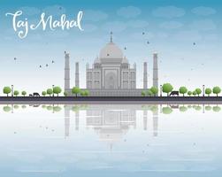 taj mahal met boom en koe vector