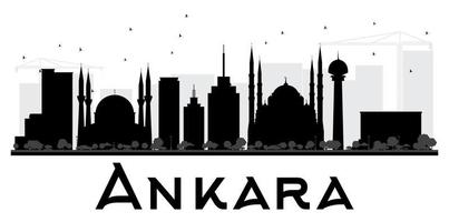 de skyline van de stad van ankara zwart-wit silhouet. vector