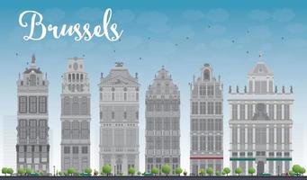 brussel skyline met sierlijke gebouwen van grand place vector