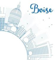 schets de skyline van Boise met blauwe gebouw- en kopieerruimte vector
