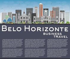 belo horizonte skyline met grijze gebouwen, blauwe lucht en kopieerruimte. vector