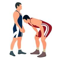atleet worstelaar in worstelen, duel, vechten. grieks-romeins, freestyle, klassiek worstelen. vector