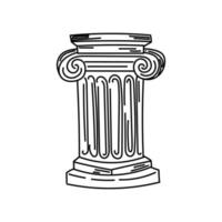 Griekse kolom, handgetekende schets stijl doodle. het oude Griekenland. ionische kolom. eenvoudige vectorillustratie vector