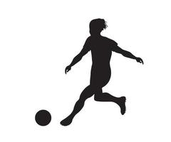 zwarte schaduw van een voetballer op een witte achtergrond vector