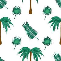 palmboom en bladeren plat vector naadloos patroon