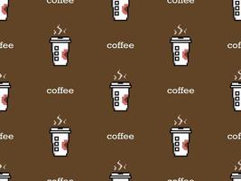 koffie cartoon karakter naadloos patroon op bruin background.pixel stijl vector