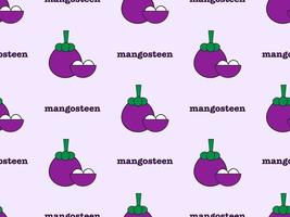 mangosteen cartoon karakter naadloos patroon op paarse background.pixel stijl vector