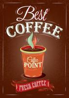 retro poster in vintage stijl met tekening kopje koffie en belettering beste koffie, op een bruine achtergrond. vector