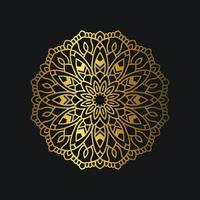 luxe mandala-ontwerp met gouden kleur. luxe gouden bloemen ornament op zwarte achtergrond. geschikt voor grafische middelen, huwelijksuitnodiging, visitekaartje, behang. vector