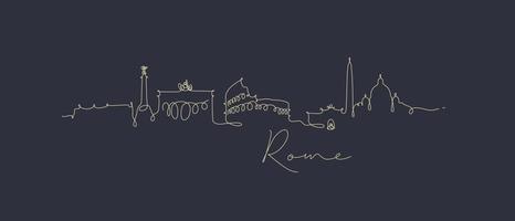 stad silhouet rome in pen lijnstijl tekening met beige lijnen op donkerblauwe achtergrond vector