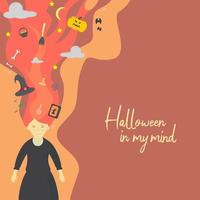 Halloween-thema cartoon meisje platte vector, perfect voor illustratie, animatie en wenskaarten vector