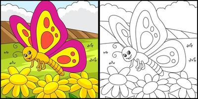 vlinder kleurplaat gekleurde illustratie
