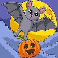vliegende vleermuis halloween gekleurde cartoon afbeelding vector
