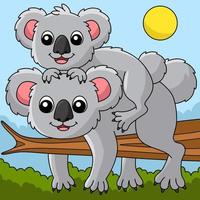 koala met een baby gekleurde cartoonillustratie vector