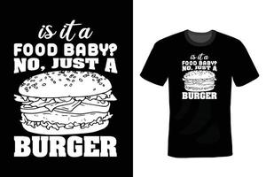 burger t-shirt ontwerp, vintage, typografie vector