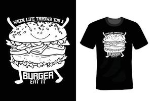 burger t-shirt ontwerp, vintage, typografie vector