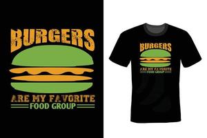 burger t-shirt ontwerp, vintage, typografie vector