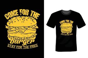 burger t-shirt ontwerp, vintage, typografie vector