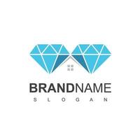 onroerend goed logo, exclusief huis met diamant symbool vector