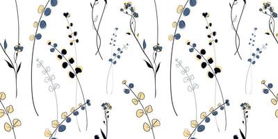 wilde weideplanten naadloos patroon in de scandinavische stijl vector
